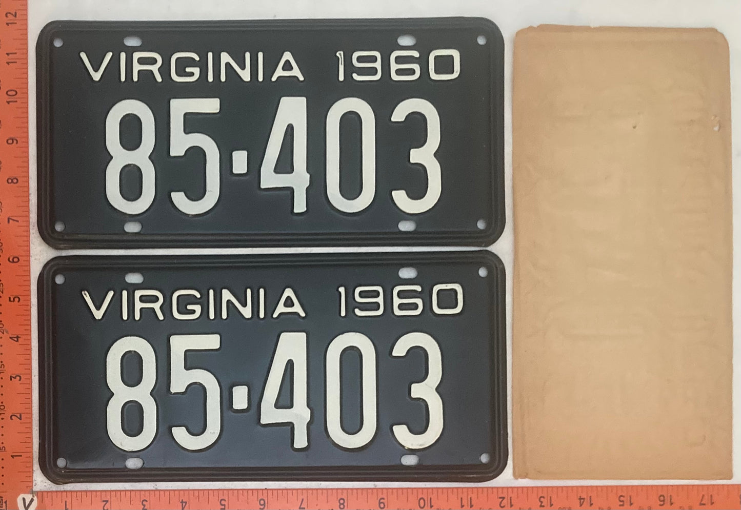 1960 Virginia #85-403 Passenger License Plate (Pair)