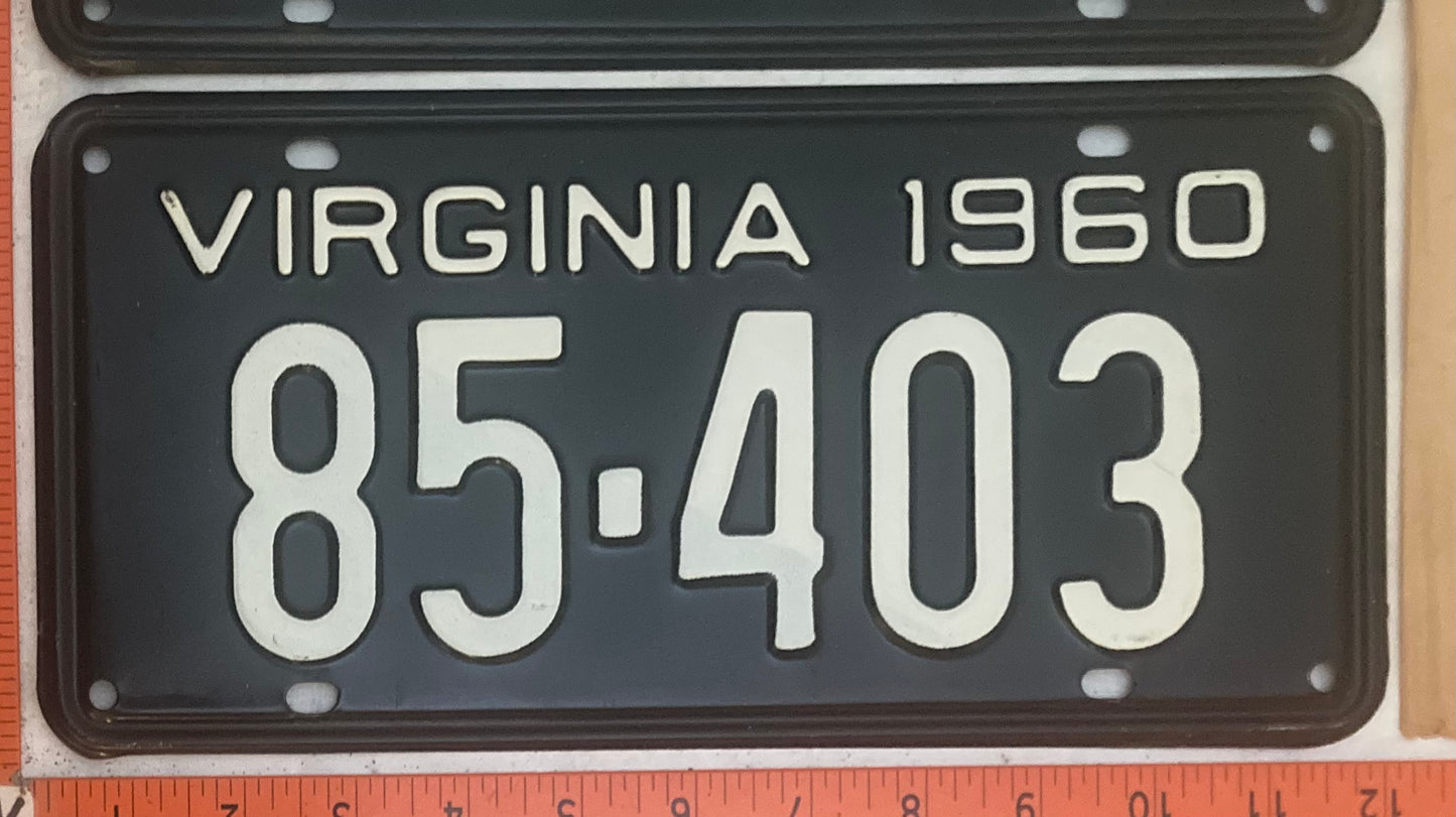 1960 Virginia #85-403 Passenger License Plate (Pair)