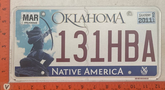 2011 Oklahoma #131HBA Passenger License Plate