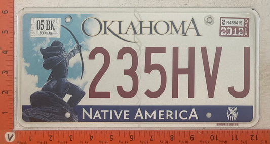 2012 Oklahoma #235HVJ Passenger License Plate