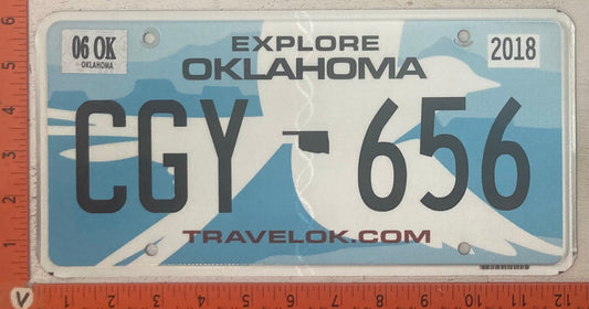 2018 Oklahoma #CGY-656 Passenger License Plate