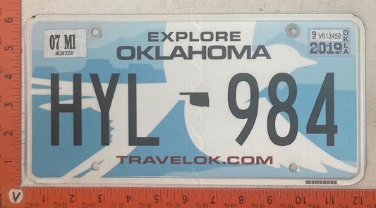 2019 Oklahoma #HYL-984 Passenger License Plate