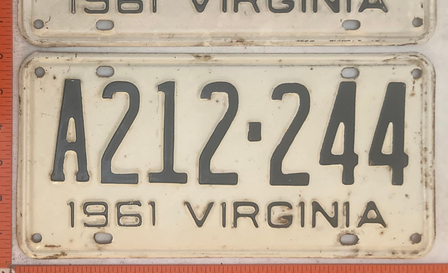 1961 Virginia #A212-244 Passenger License Plate (Pair)