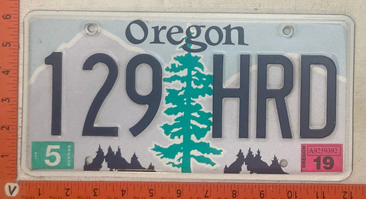 2019 Oregon #129 HRD Passenger License Plate