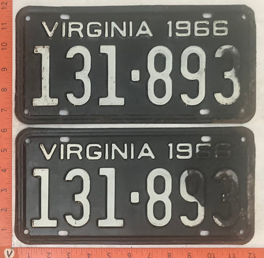 1966 Virginia #131-893 Passenger License Plate (Pair)