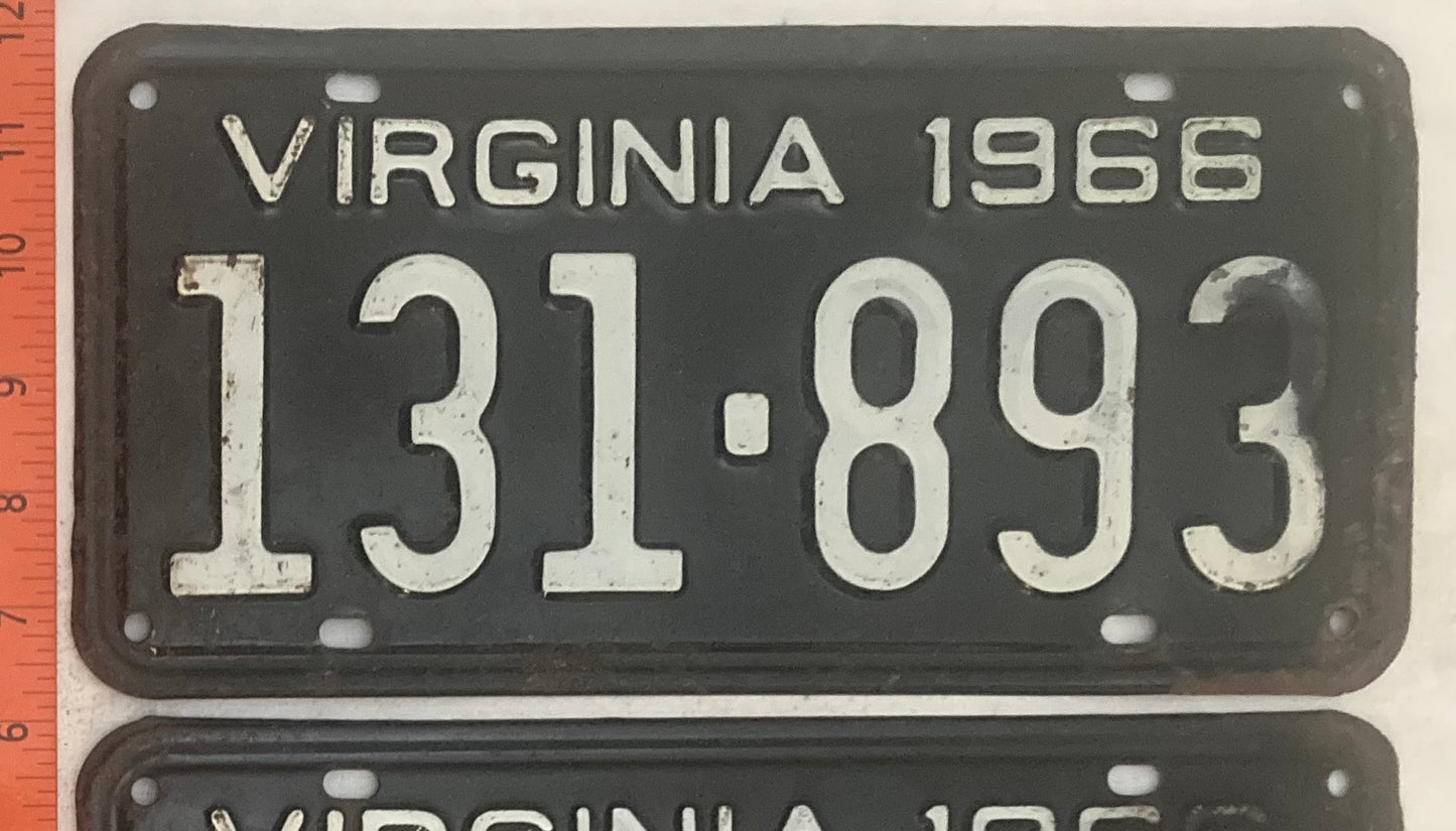 1966 Virginia #131-893 Passenger License Plate (Pair)