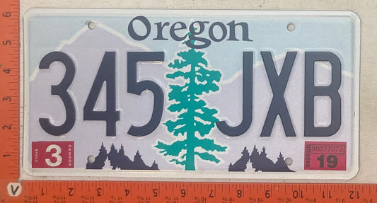2019 Oregon #345 JXB Passenger License Plate