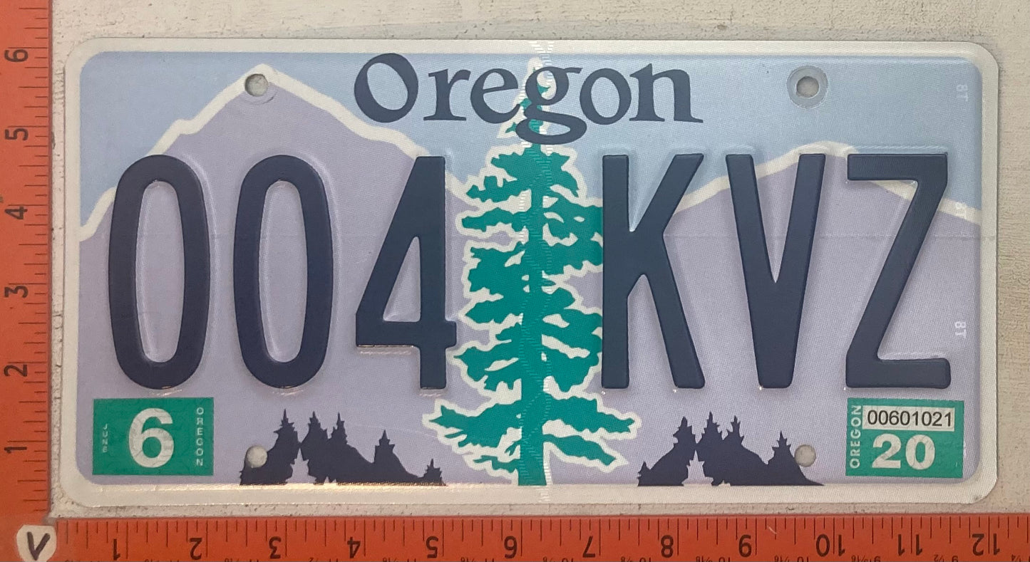 2020 Oregon #004 KVZ Passenger License Plate