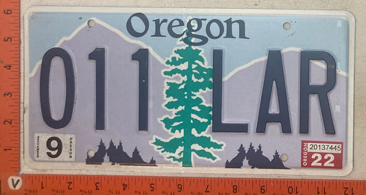 2022 Oregon #011 LAR Passenger License Plate