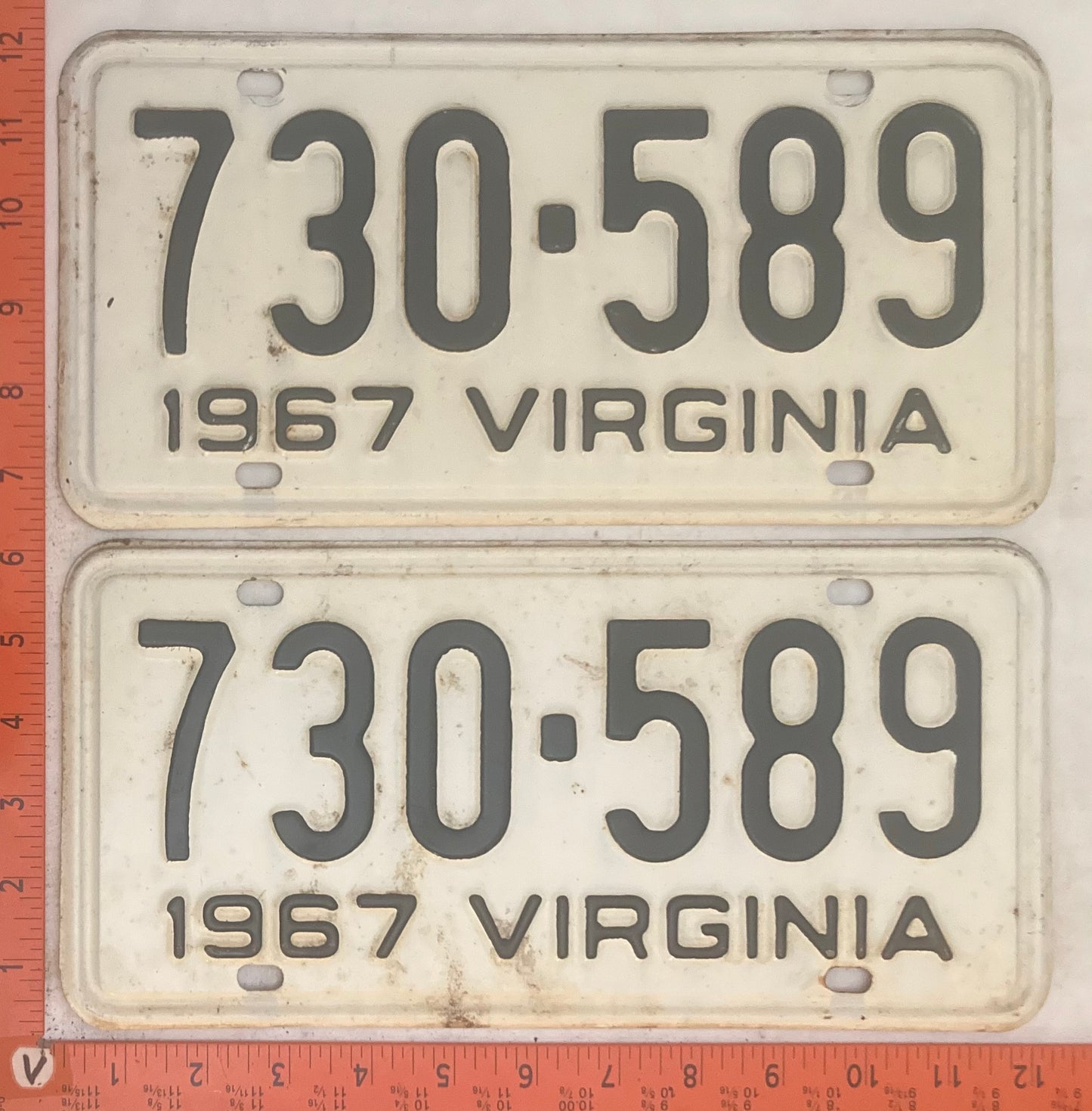 1967 Virginia #730-589 Passenger License Plate (Pair)