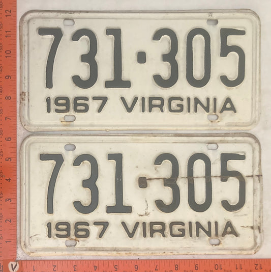1967 Virginia #731-305 Passenger License Plate (Pair)