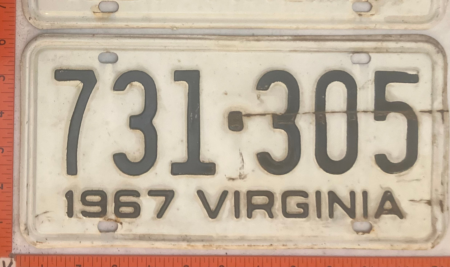 1967 Virginia #731-305 Passenger License Plate (Pair)
