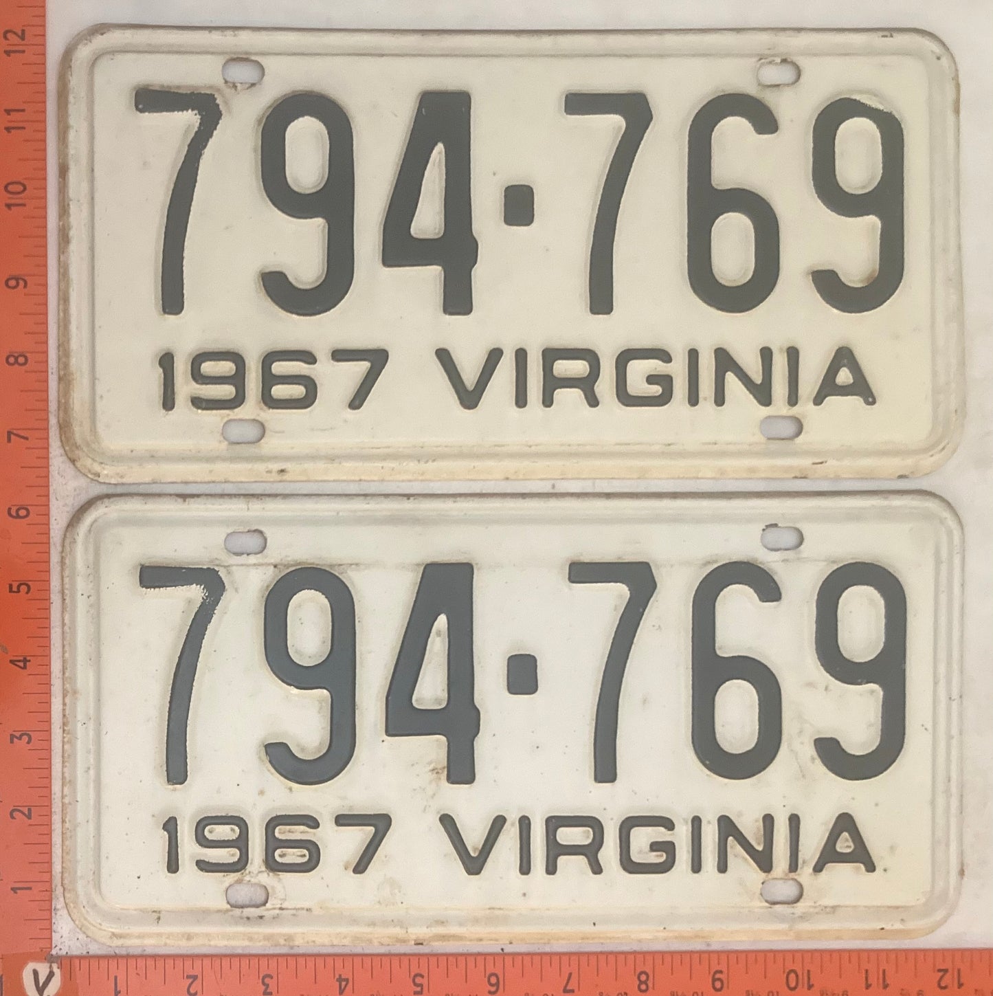 1967 Virginia #794-769 Passenger License Plate (Pair)