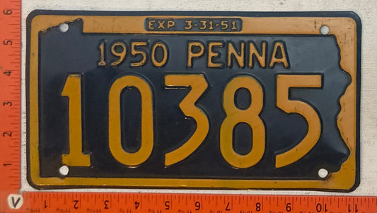 1950 Pennsylvania #10385 Passenger License Plate