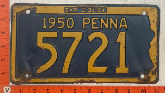 1950 Pennsylvania #5721 Passenger License Plate
