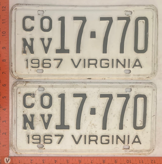 1967 Virginia #CO/NV 17-770 Passenger License Plate (Pair)