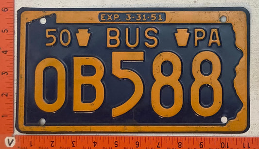 1950 Pennsylvania #OB588 Bus License Plate