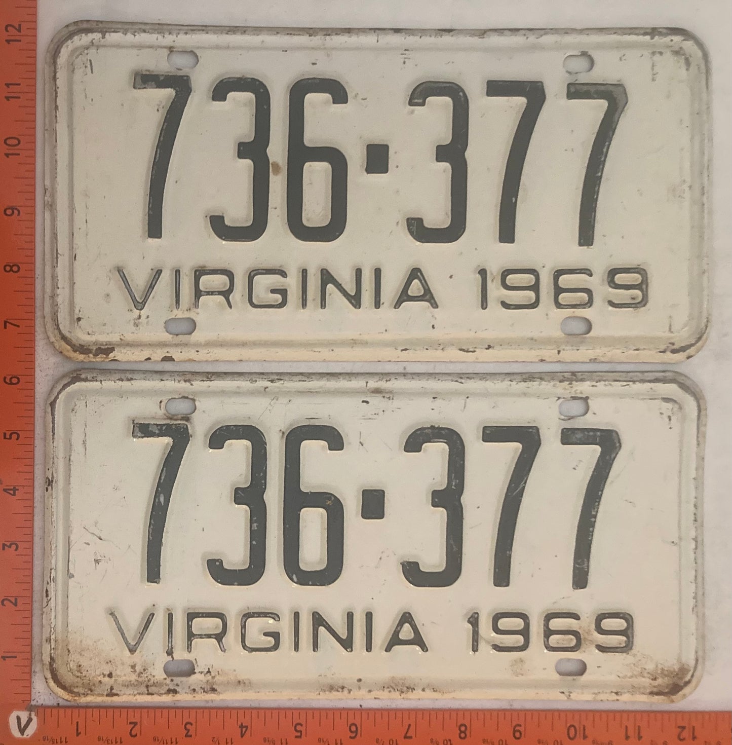 1969 Virginia #736-377 Passenger License Plate (Pair)