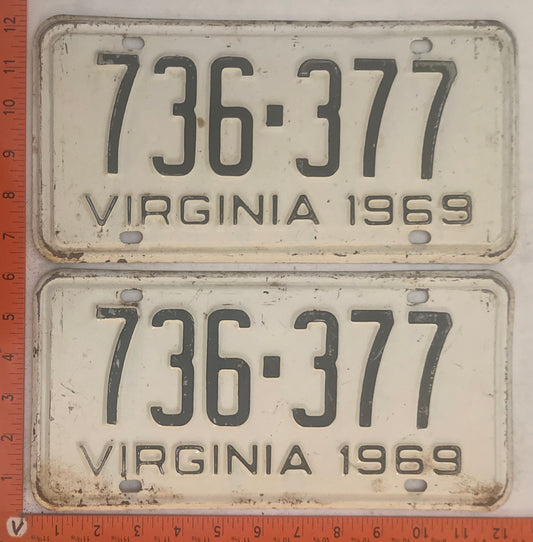 1969 Virginia #736-377 Passenger License Plate (Pair)