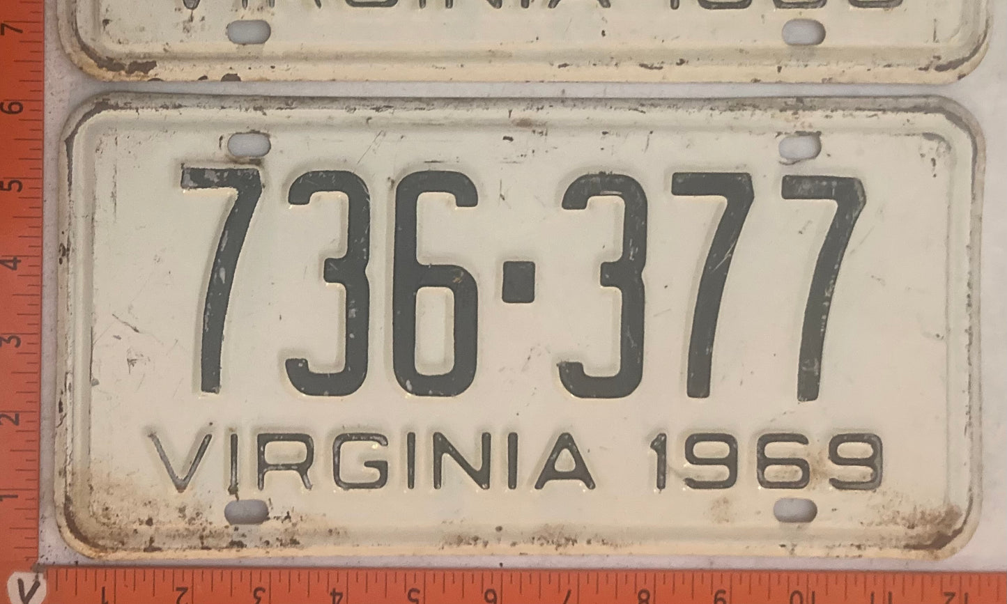 1969 Virginia #736-377 Passenger License Plate (Pair)