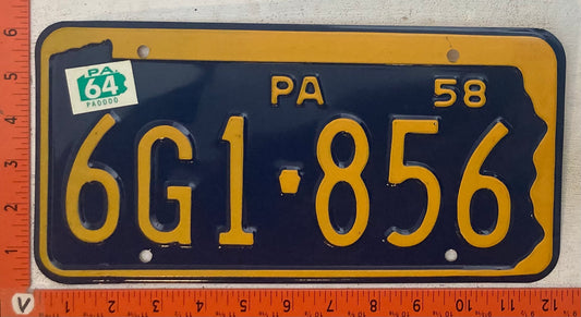 1964 Pennsylvania #6G1-856 Passenger License Plate