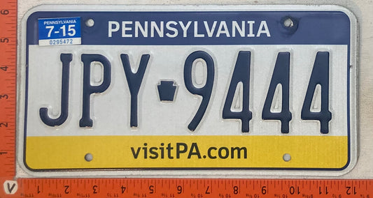 2015 Pennsylvania #JPY 9444 Passenger License Plate