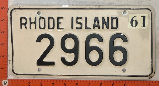 1961 Rhode Island #2966 Passenger License Plate