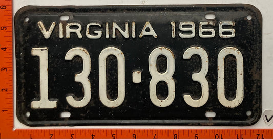 1966 Virginia #130-830 Passenger License Plate