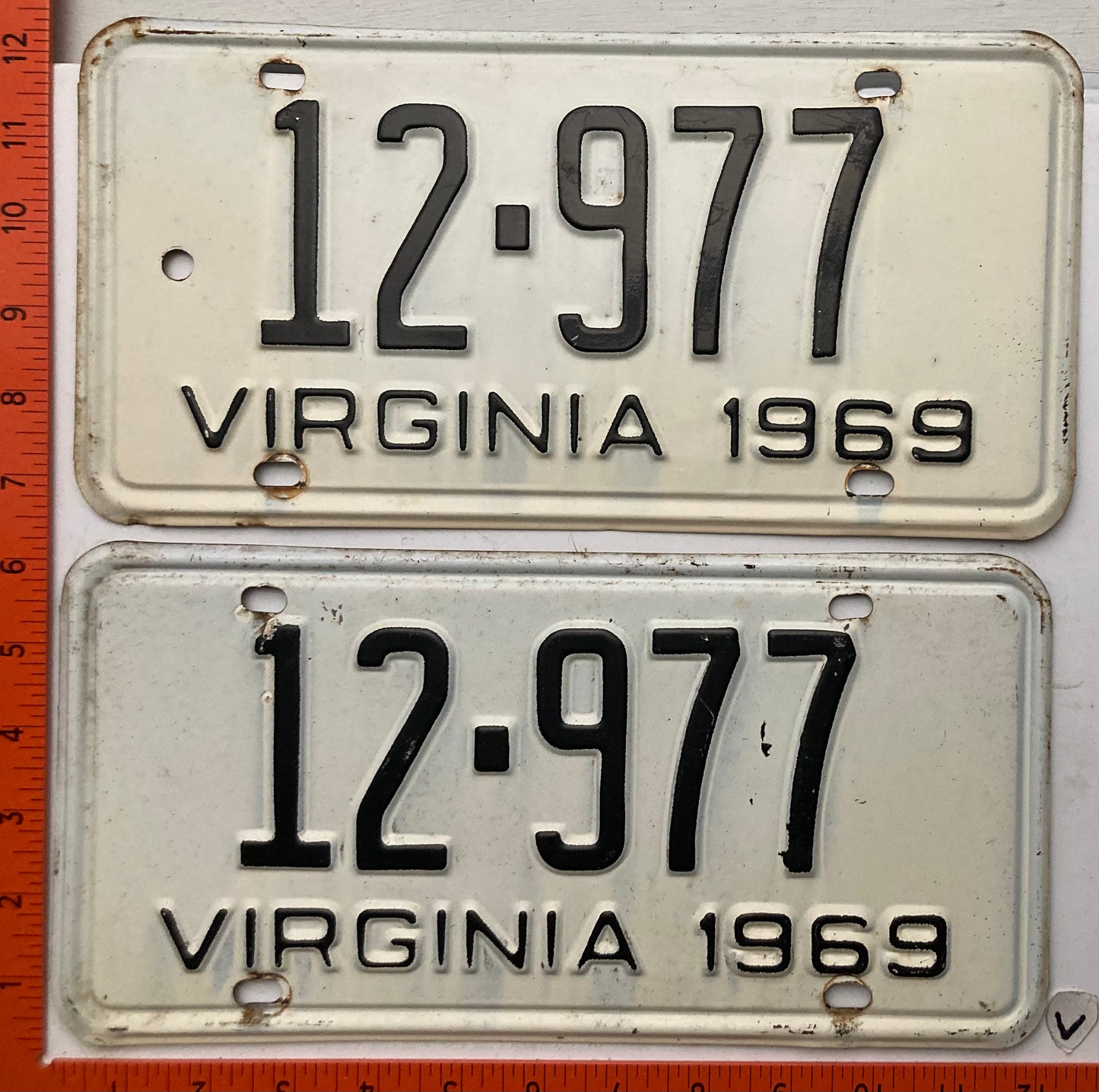 1969 Virginia #12-977 Passenger License Plate (Pair)