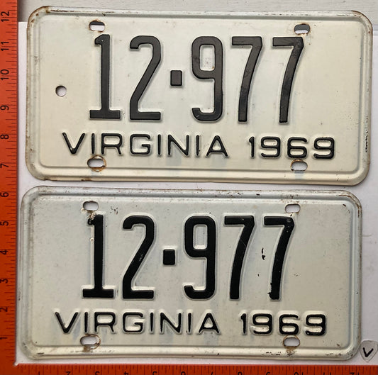 1969 Virginia #12-977 Passenger License Plate (Pair)