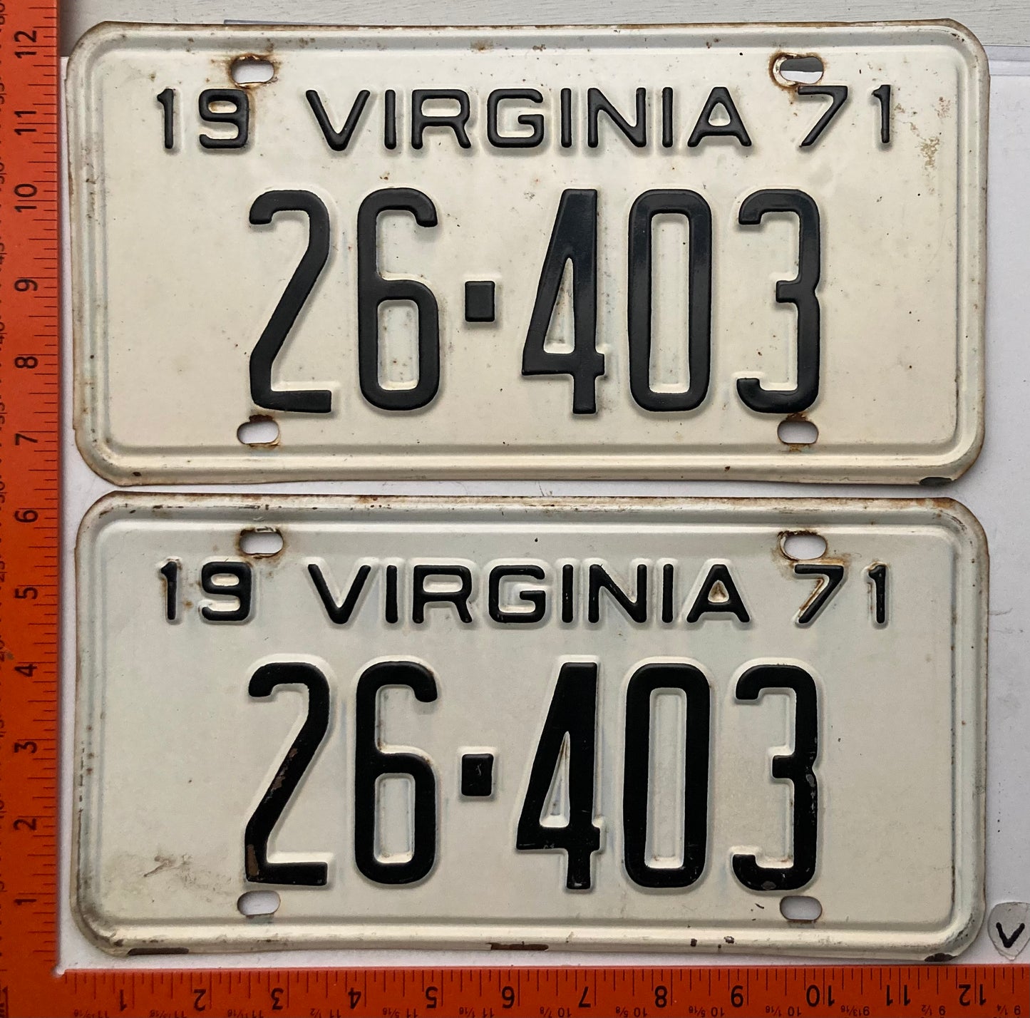 1971 Virginia #26-403 Passenger License Plate (Pair)