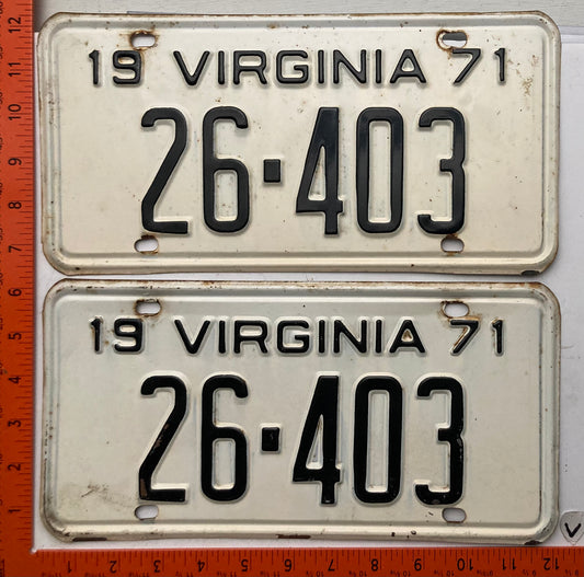 1971 Virginia #26-403 Passenger License Plate (Pair)