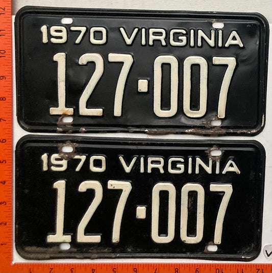 1970 Virginia #127-007 Passenger License Plate (Pair)