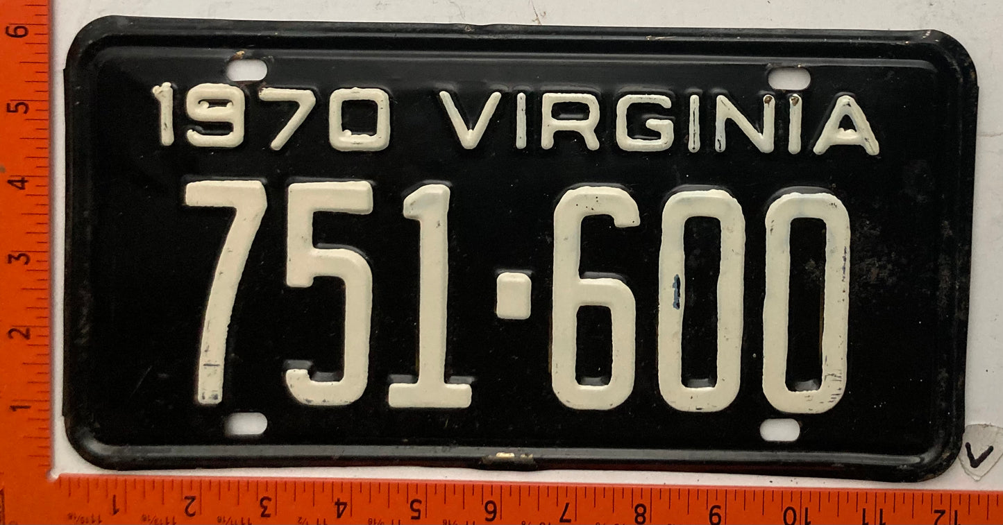 1970 Virginia #751-600 Passenger License Plate