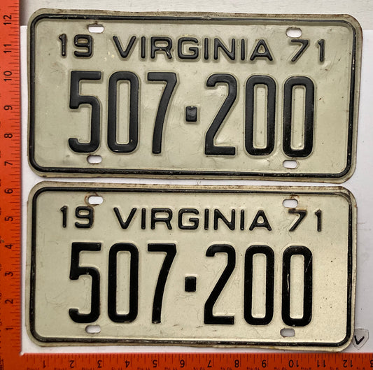 1971 Virginia #507-200 Passenger License Plate (Pair)