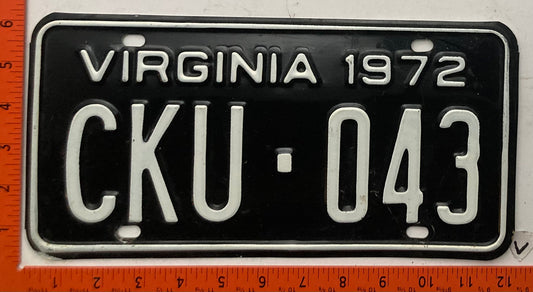 1972 Virginia #CKU-043 Passenger License Plate