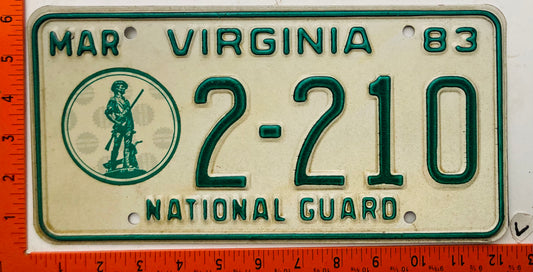 1983 Virginia #2-210 National Guard License Plate