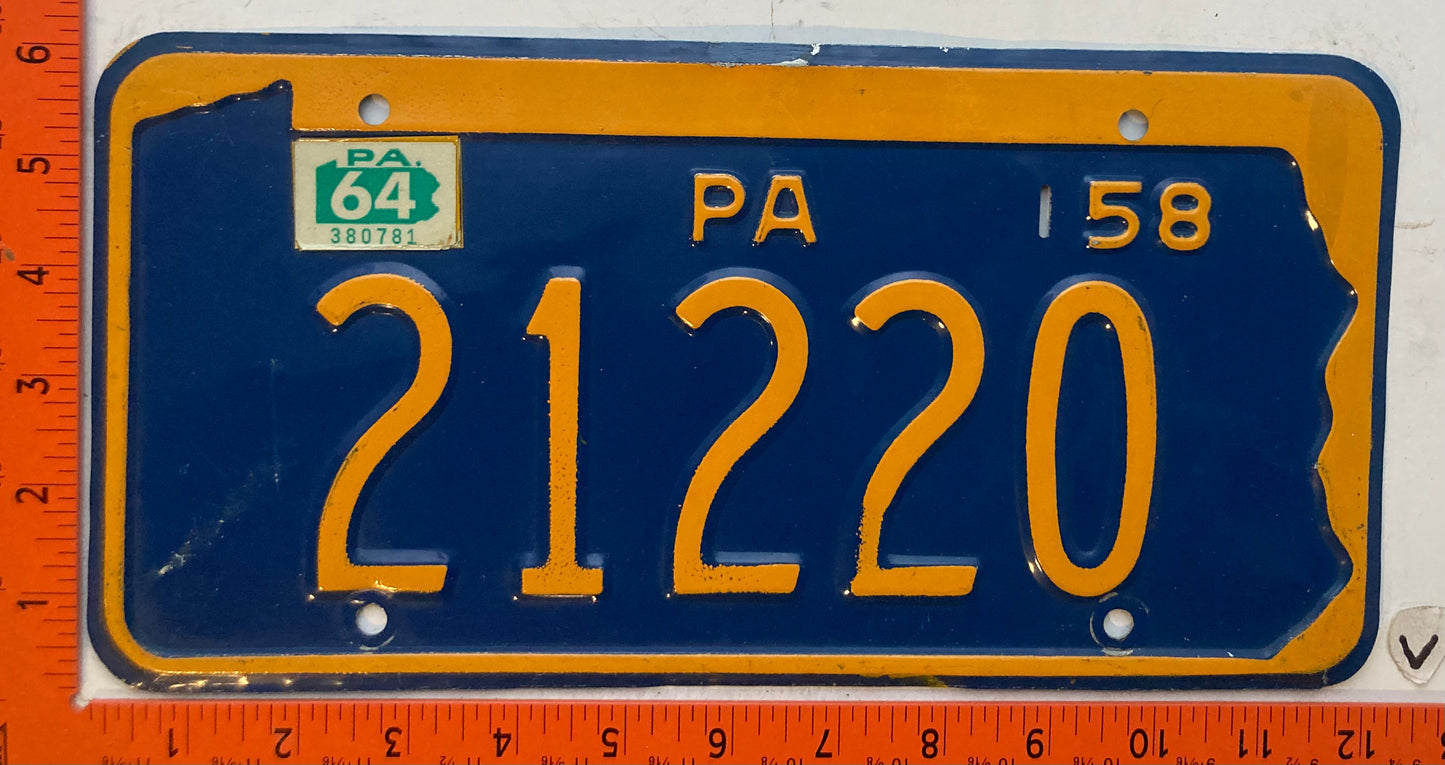 1964 Pennsylvania #21220 Passenger License Plate