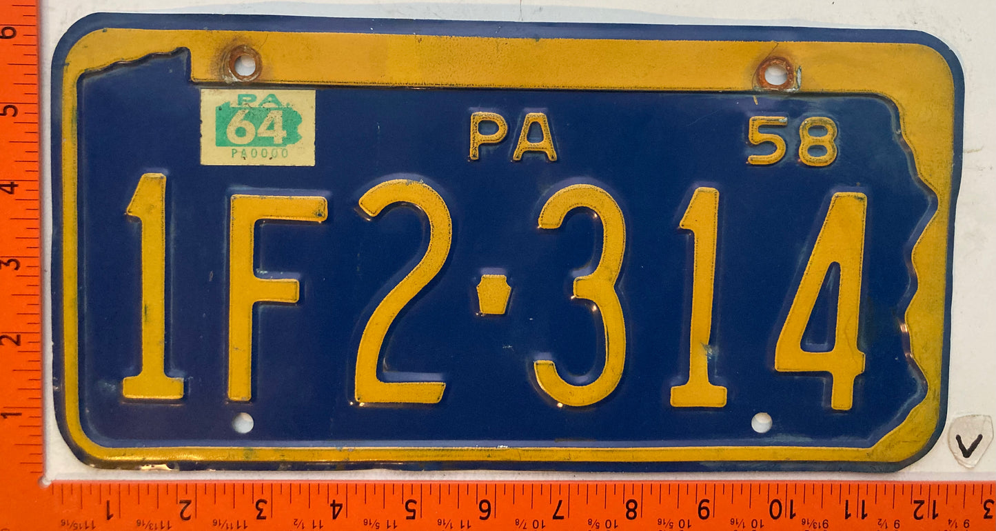 1964 Pennsylvania #1F2-314 Passenger License Plate