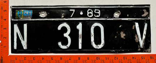 1989 Indonesia #N 310 V Passenger License Plate