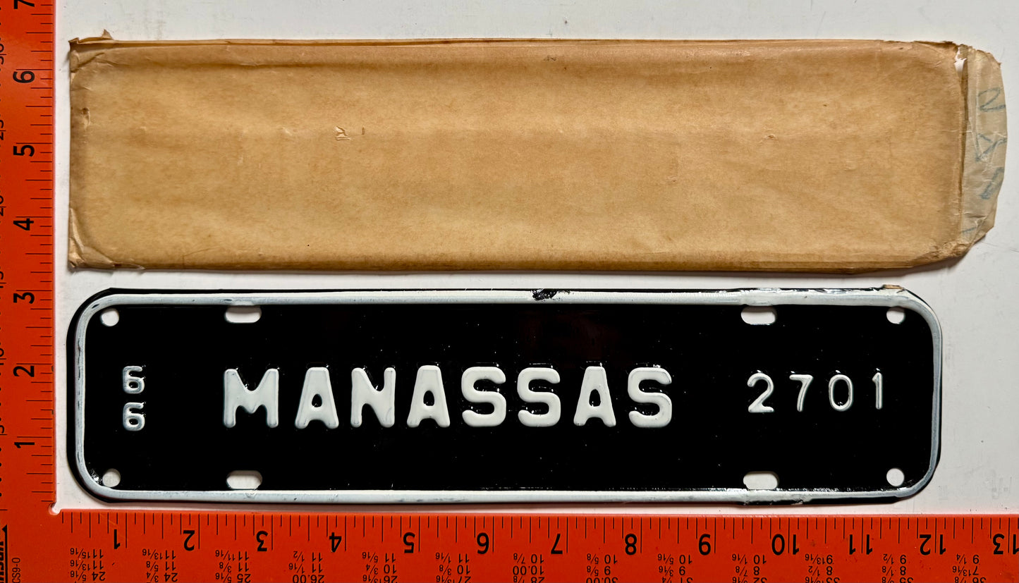1966 Manassas, Virginia #2701 License Plate