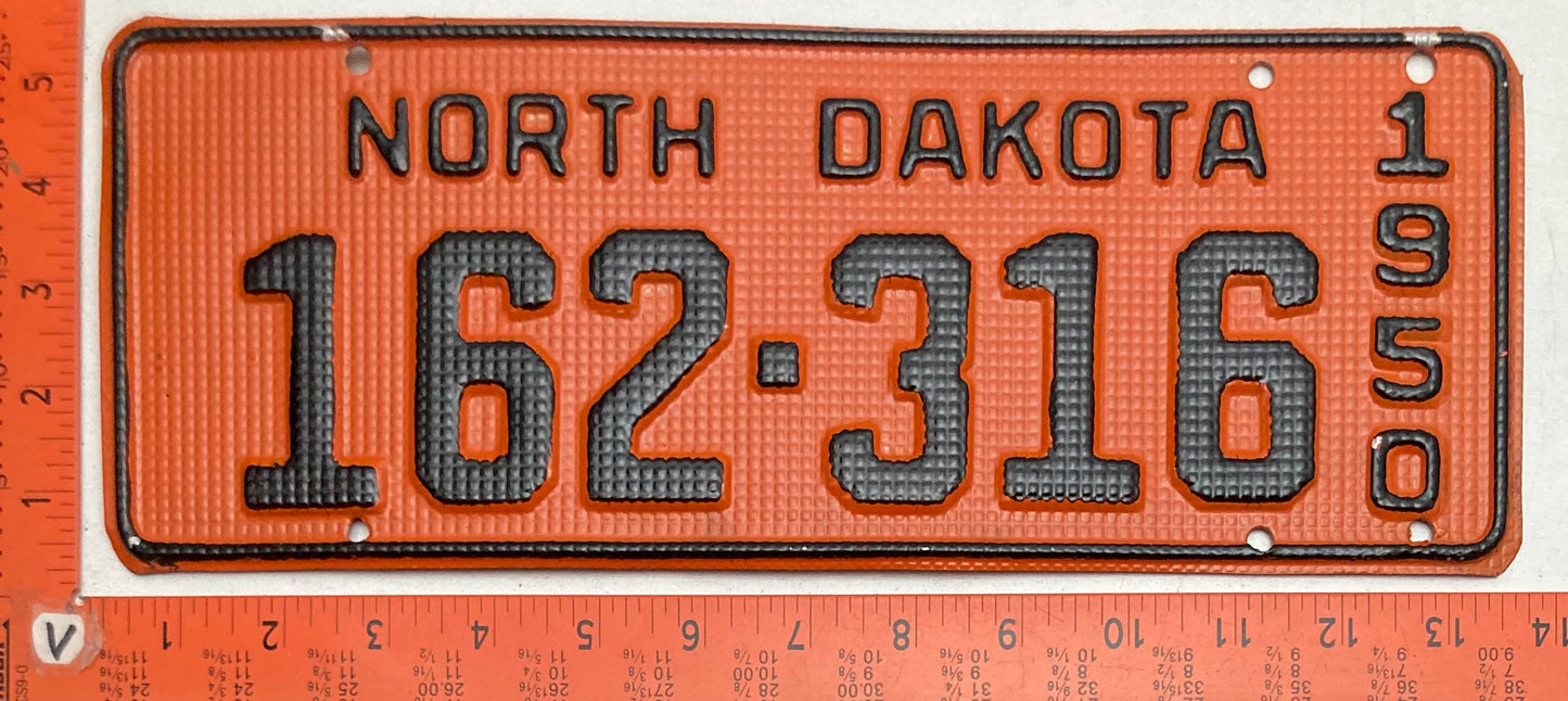1950 North Dakota #162-316 Passenger License Plate