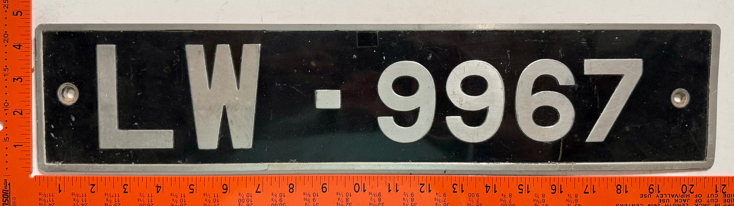 undated Nigeria #LW-9967 Passenger License Plate