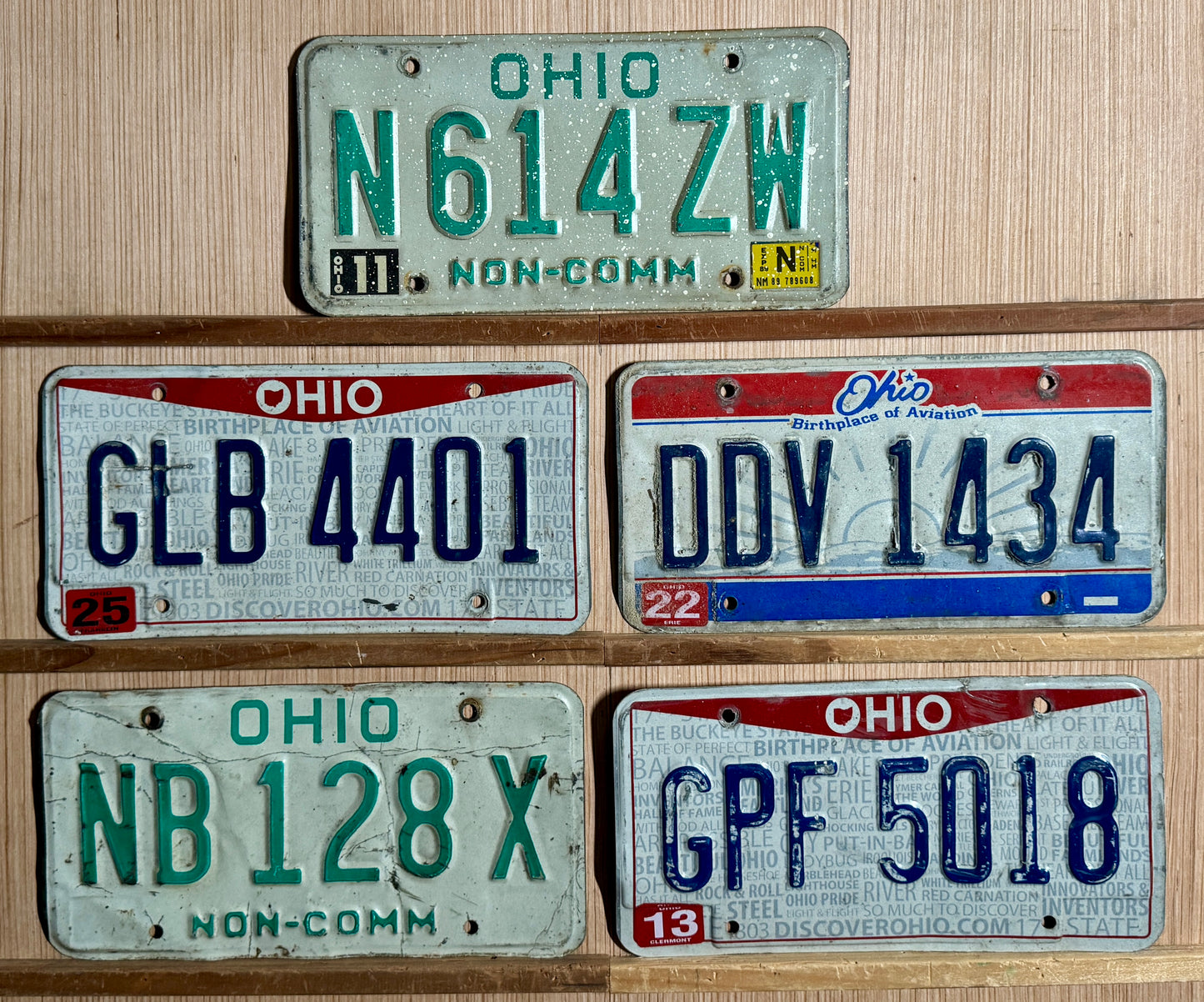 Group of 5 Ohio Passenger/Non-Commercial License Plates (Crafter)