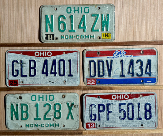 Group of 5 Ohio Passenger/Non-Commercial License Plates (Crafter)