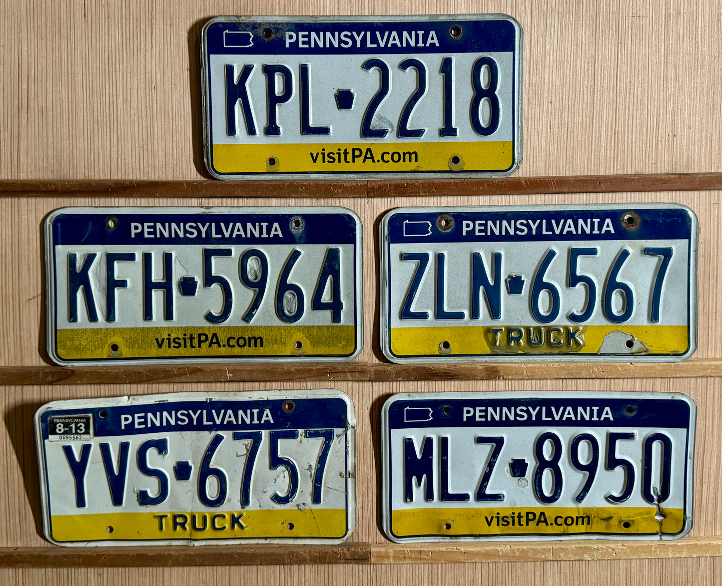 Group of 5 Pennsylvania Passenger/Truck License Plates (Crafter)