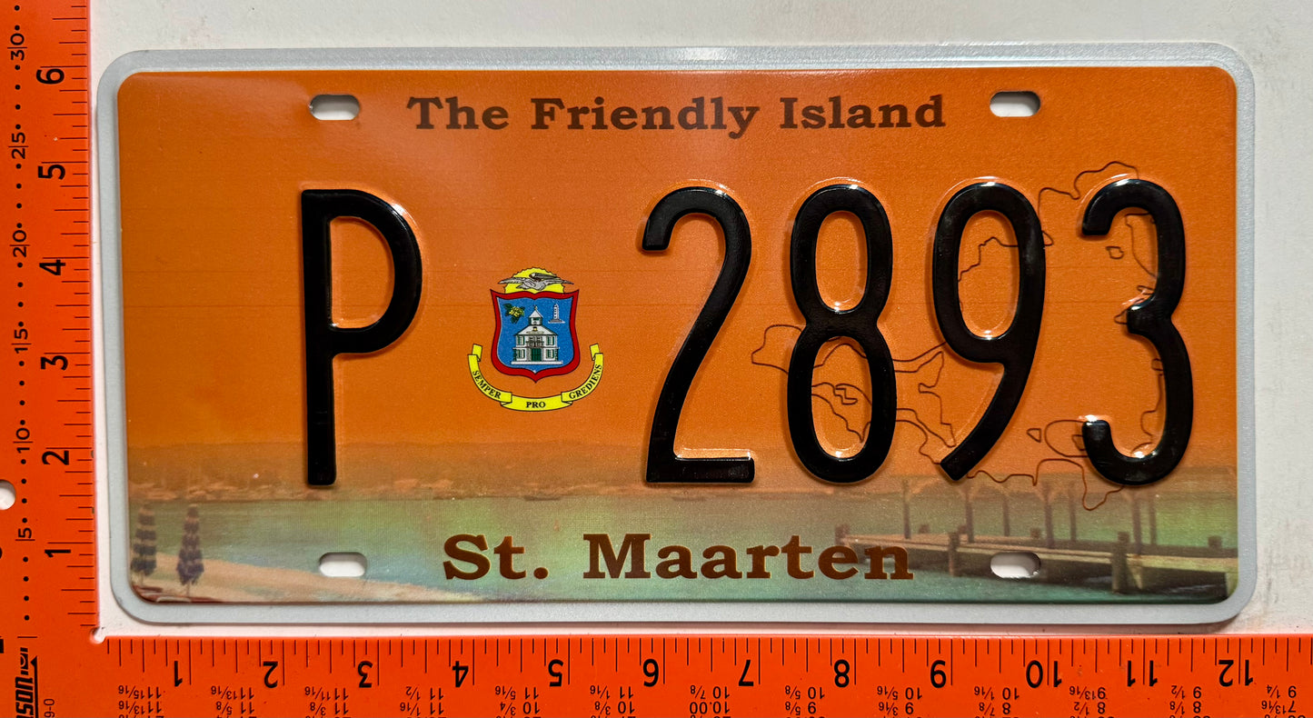2015 St Maarten #P 2893 Passenger License Plate