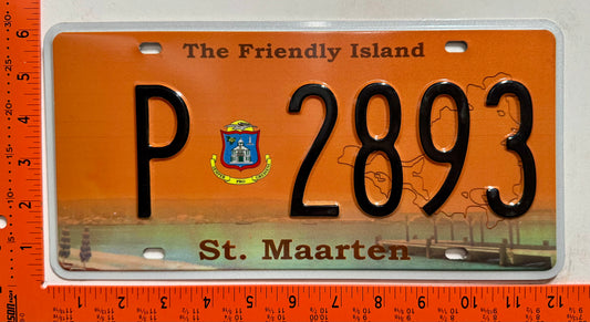 2015 St Maarten #P 2893 Passenger License Plate