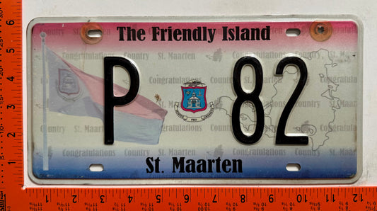 2011 St Maarten #P 82 Passenger License Plate