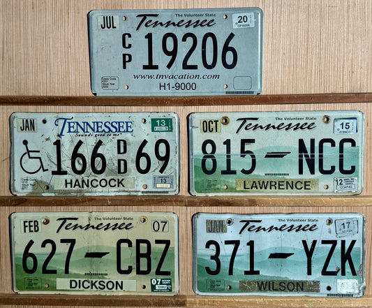 Group of 5 Tennessee Passenger/Handicapped/Truck License Plates (Crafter)